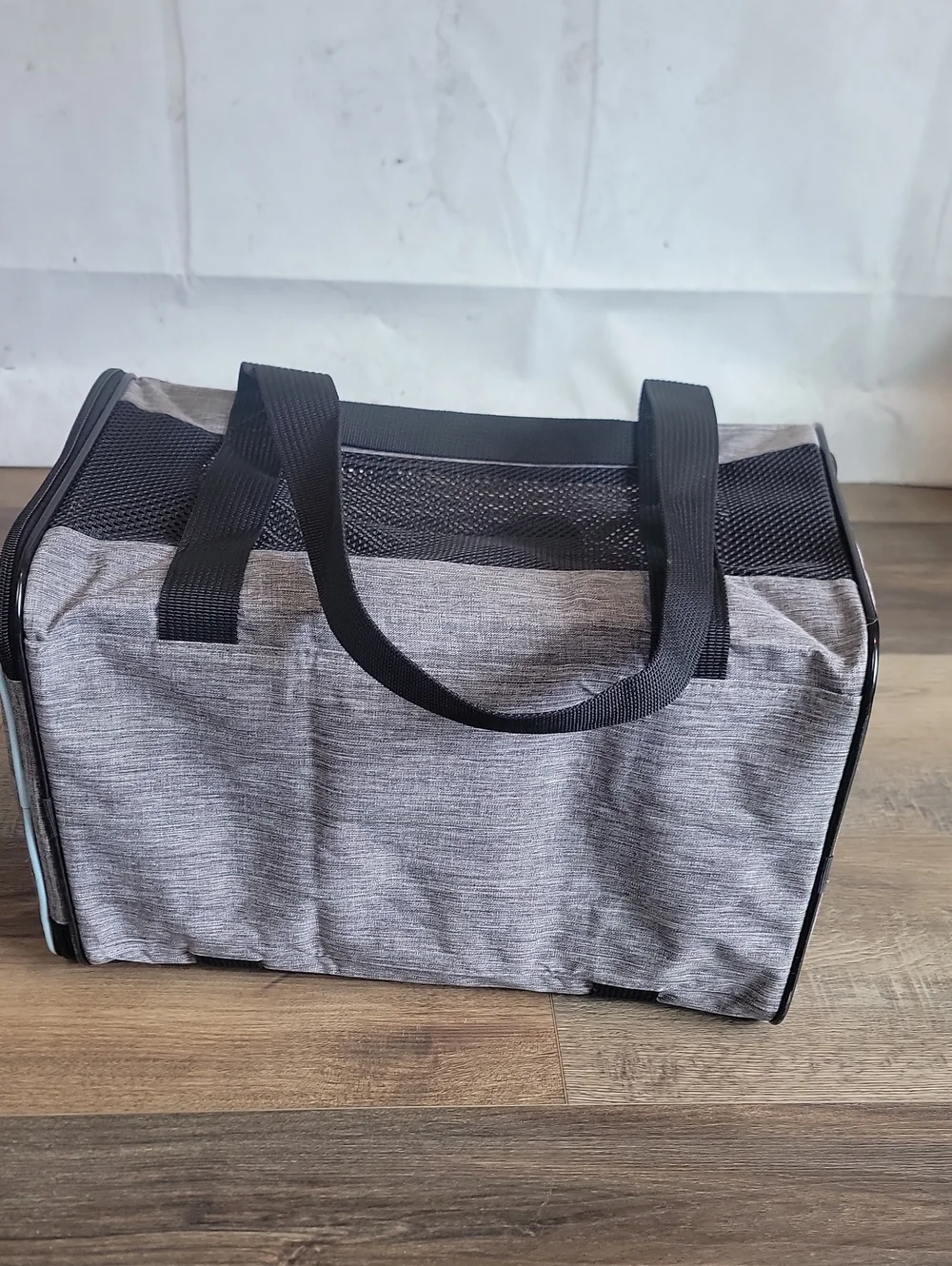 Vceoa Cat Carrier Gray & Black Soft Mesh Travel Tote 17